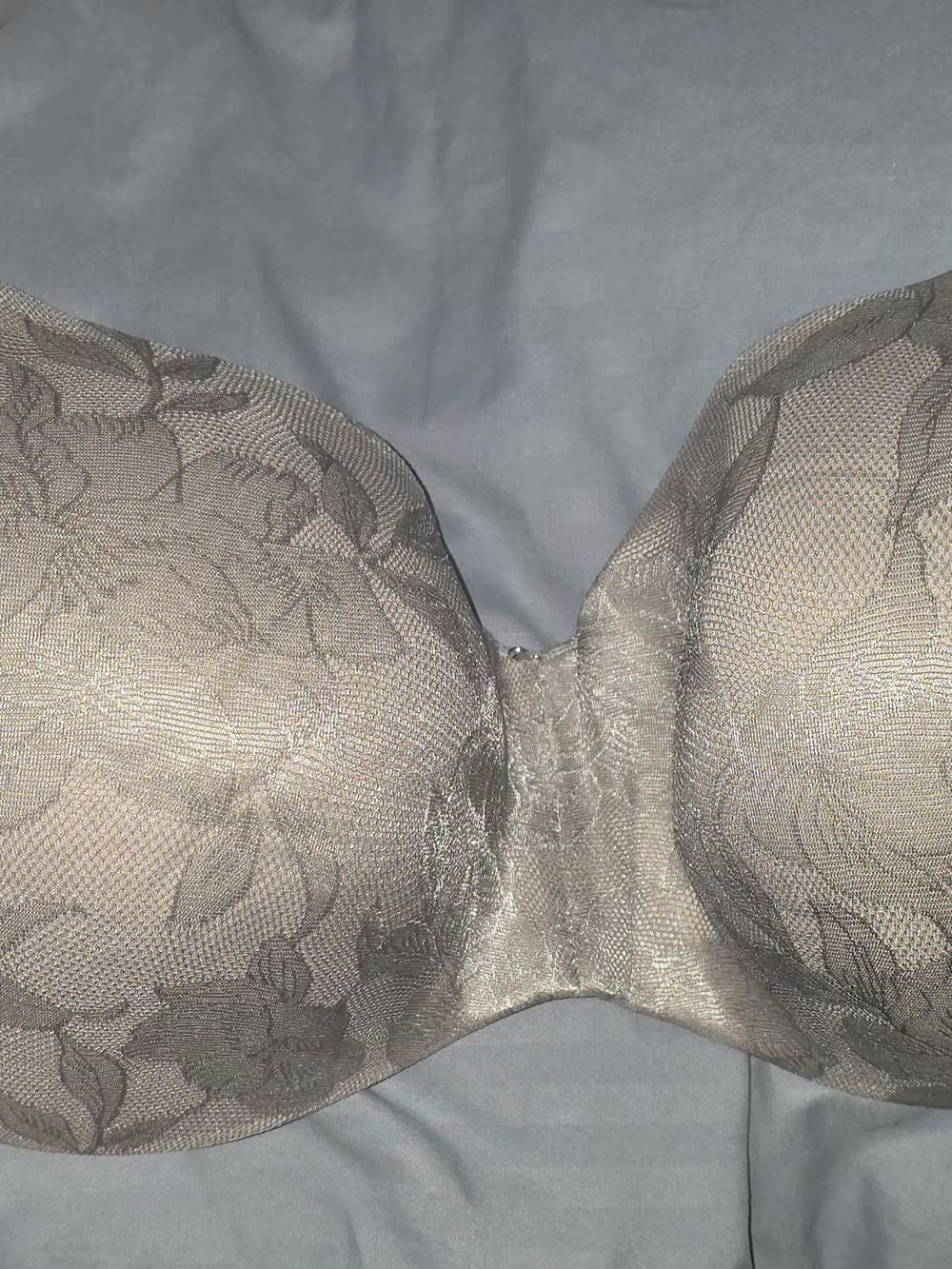 46DDD Cacique Seamless Floral Underwire Strapless Bra in Light Gray